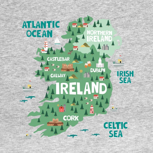 Ireland Illustrated Map by JunkyDotCom